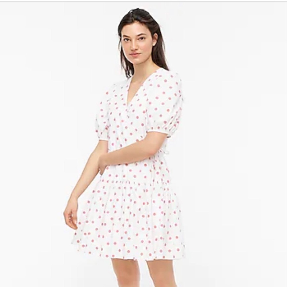 NWT J. Crew puff-sleeve cotton poplin wrap dress